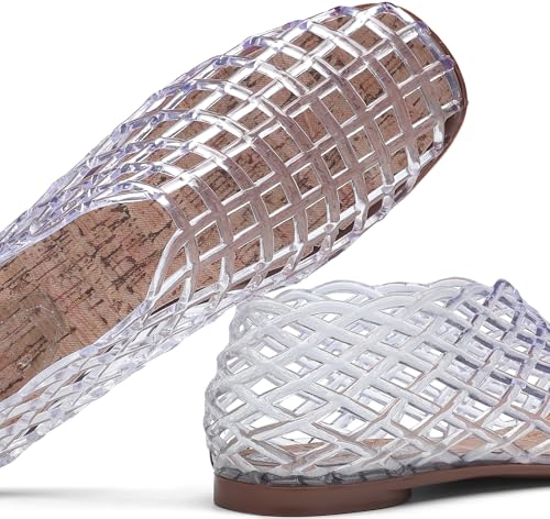 Jelly Mesh Ballet Flats for Women Clear Hollow Jelly Sandals Beach Ballerina Jellies Shoes3