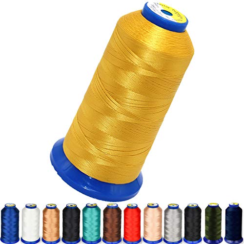 Heavy Duty Thread 1800 Yards Size T70#69 210D/3 All Purpose High Strength Polyester Sewing Thread For Weaves, Upholstery, Jeans And Weaving Hair, Drapery, Beading, Purses, Leather (Yellow) #TOP8