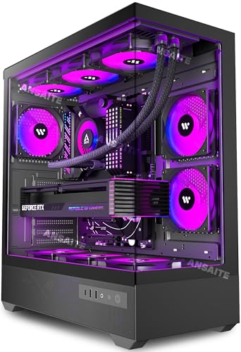 ANSAITE Case PC ATX, 6 ventole PWM ARGB preinstallate,gioco Type-C