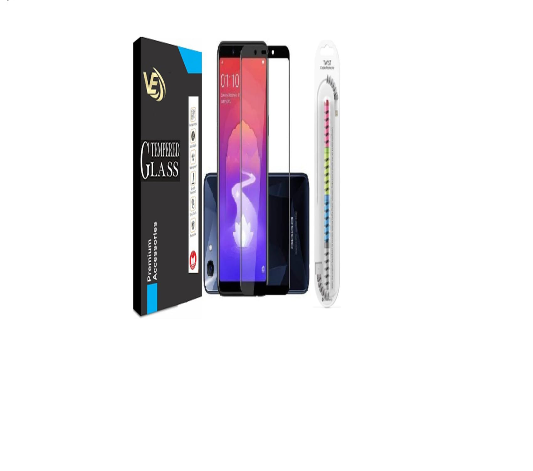 VILLA Edge To Edge Tempered Glass for Realme 1, OG Tempered Glass with Cable Protector (Pack of 1) (B091FMGX66) Amazon Price History, Amazon Price Tracker