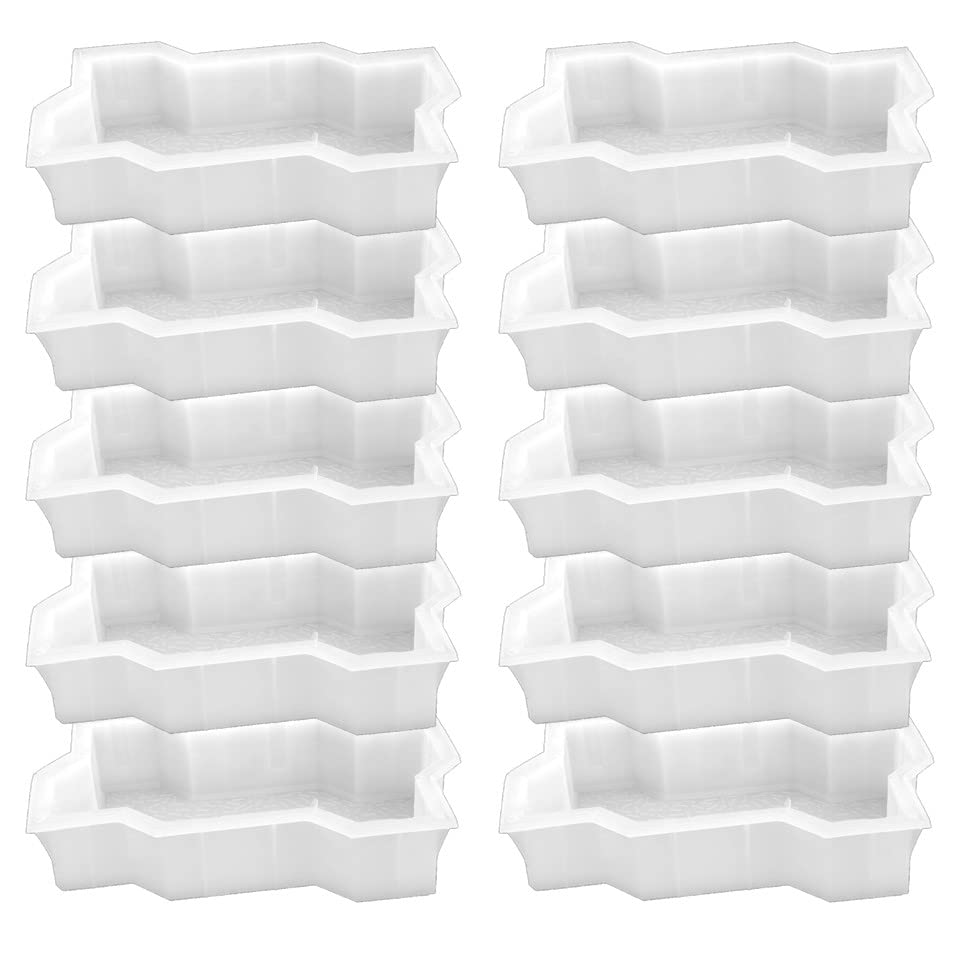 Reyal White ZIgzag Paver Block Mould Pack of 10 (PLASTIC) Make in India | PP Mould | Outdoor Paving Stone Maker (B0BN23VNC2) Amazon Price History, Amazon Price Tracker