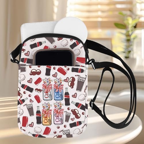 ZJXHPO Diet Drinker Cross Body Bag Diet Drink Wildflower Messenger Bag Soda Drink Croquette Bow Shoulder Bag Soda Lover Gift (Diet Flower CB)4