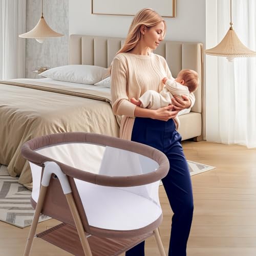 GYARING Baby bassinets,3 in1 Baby Crib, Sturdy, Portable & Easy to Assemble,Mosquito net and Portable Bag Included. (Khaki) by GYARING - Image 8