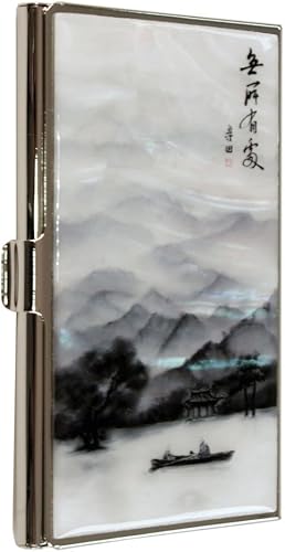 Miniatura 5 de Antique Alive Funda de tarjeta de visita con protección de bloqueo RFID, diseño de nácar, tarjetero de crédito, funda de metal para tarjetas de