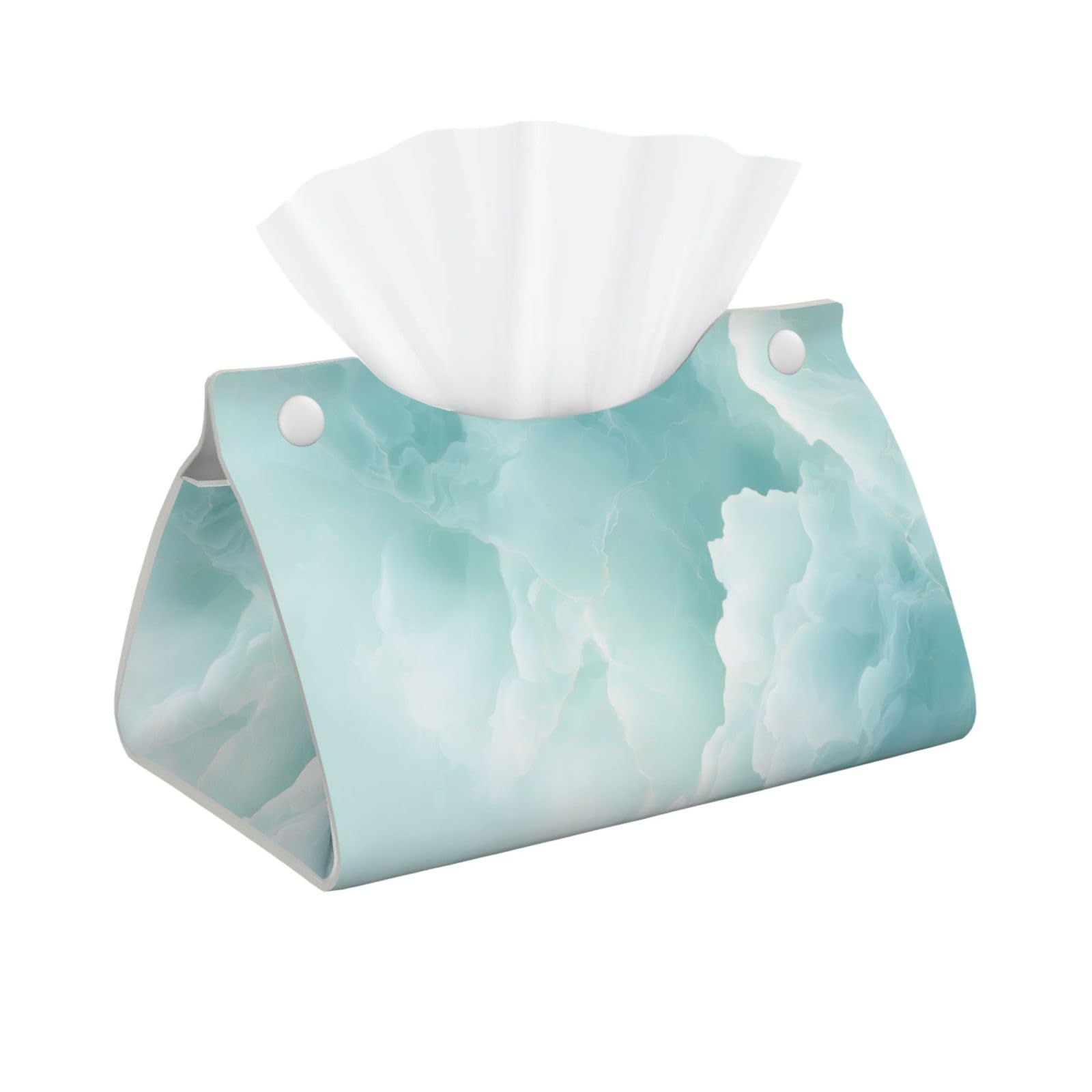 Light Green Marble Luxury Tissue Box Cover Rectangle Pu Leather Tissue Box Holder for Car Bathroom Bedroom Desk Tabletop Decor