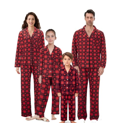 Valentine's Day Family Matching Pajamas Matching Valentines Day Pajamas for Family Heart Print Family Pajamas Set