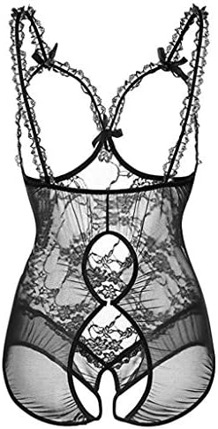 Crotchless Lingerie Outfits One Piece Floral Lace Crotchless Teddy Babydoll Transparent Open Front Catsuit Nightwear