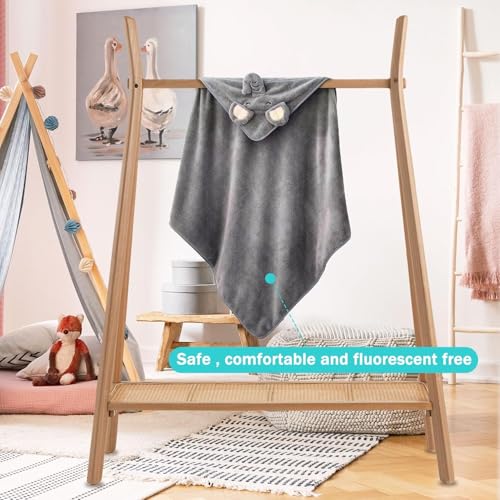 Image of 2 Pcs Baby Hooded Towels,31 x 31 in Baby Washcloths, Infant Super Soft Baby Bath Towels with Hood for Toddlers1-3,Highly Absorbent Viscose Hooded Towel for Boys, Girls, Newborn Essentials