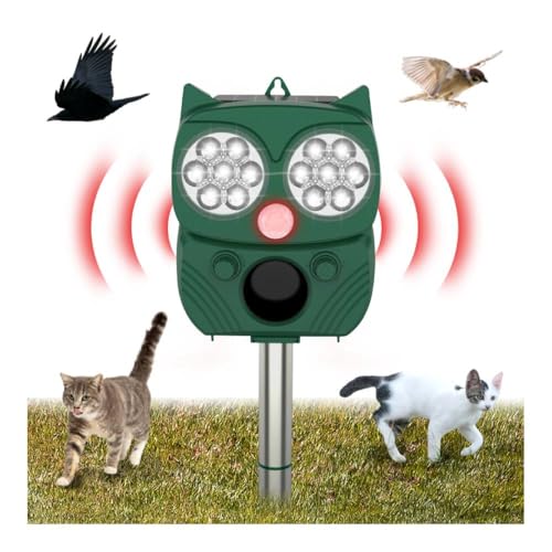 SUGGEST 動物撃退器 ふくろう型 IP66 防水 USB充電 ソーラー充電 3WAY 超音波撃退器 害獣対策 猫よけ 鳥よけ (1)