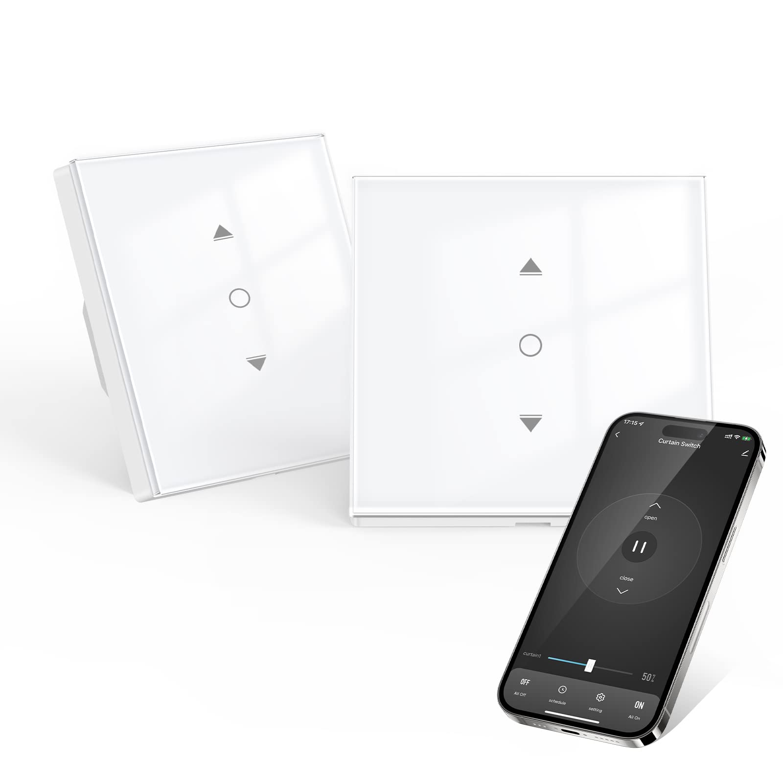 【6.1 Gen】Maxcio WiFi Shutter Switch Compatible with Alexa, Google Home, Blind Switch with Percentage Control, Timer and Voice Control, Neutral Cable Required - 2 Packs
