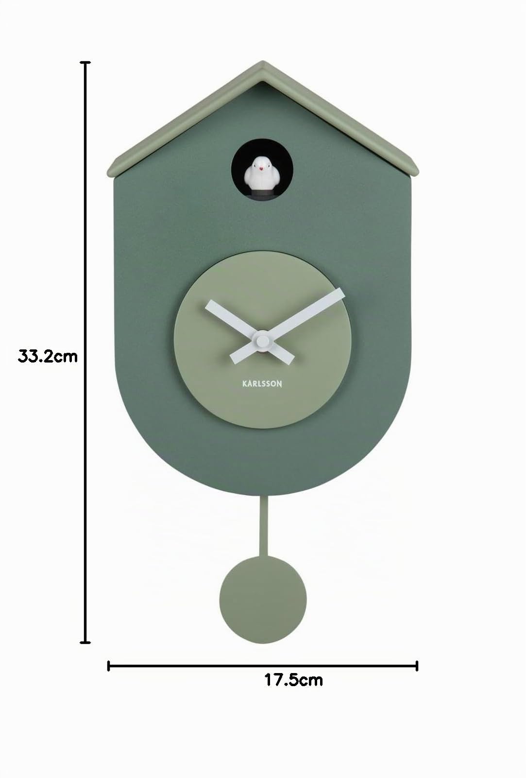 Karlsson Grato - Orologio da parete a cucù con pendolo oscillante, colore: verde giungla e giada grigia