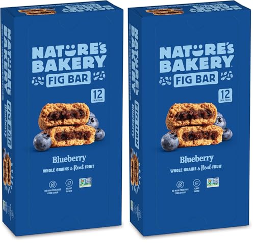 Image of Nature's Bakery Whole Wheat Fig Bars, Blueberry, Real Fruit, Vegan, Non-GMO, Snack bar, Twin packs- 12 count (Pack of 2)