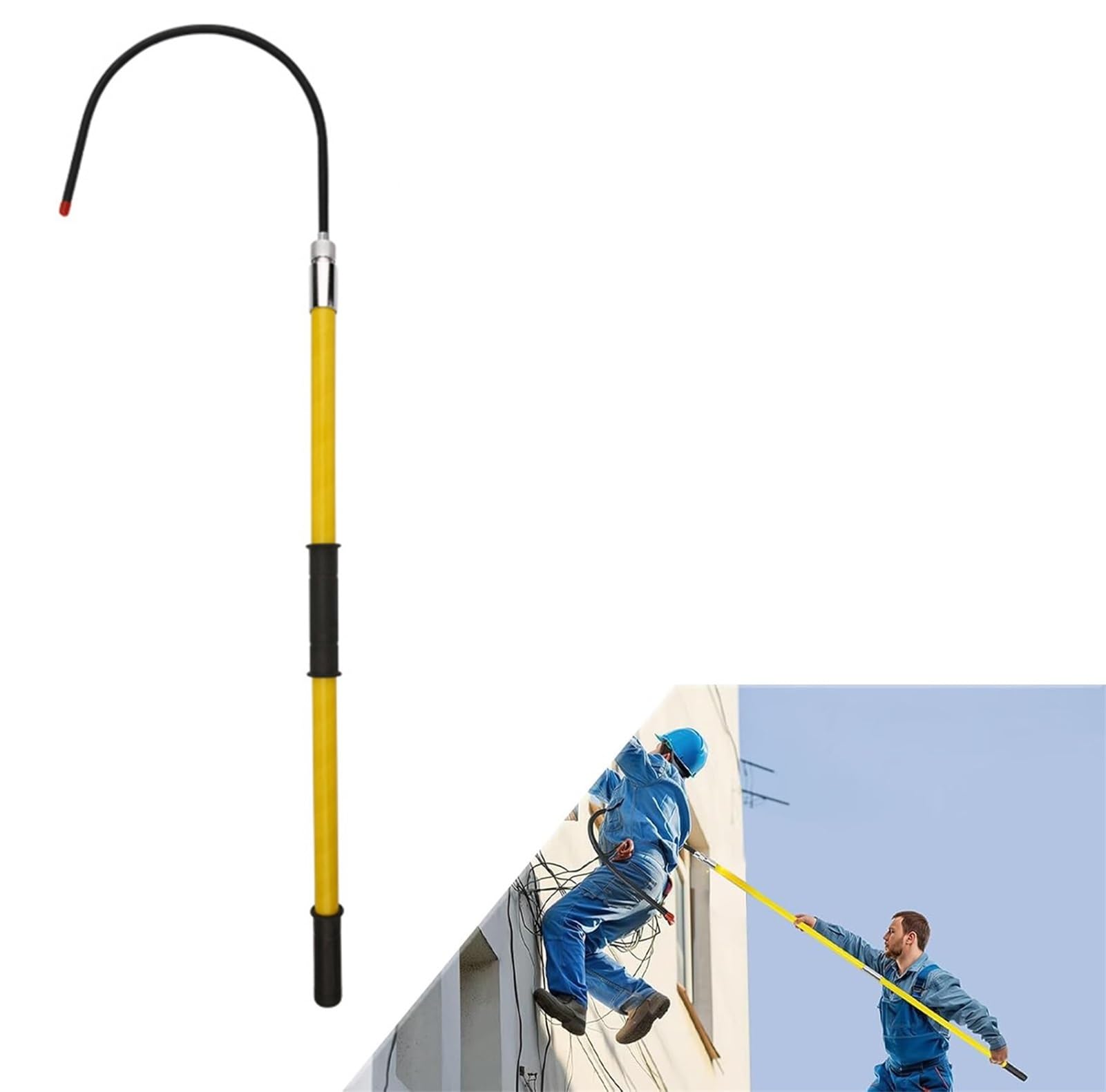 Safety Rescue Hook,High Voltage Insulated Rescue Hook Kit, 10Kv 35Kv 110Kv 220Kv Lifeguard Rod, 6Ft Non-Conductive Pull Stick, 5M Green For Electrical Safety & Rescue Operatio,Yellow,5m/197in/16.4ft