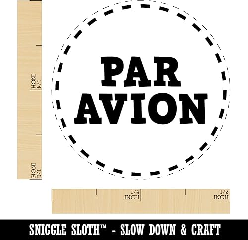 Miniatura 2 de Par Avion Air Mail Dashed Circle Texto autoentintado sello de goma sello de tinta para estampar manualidades planificadores - 12 pulgadas mini -