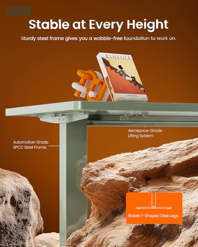 Image of ErGear Height Adjustable Electric Standing Desk, 32 x 19 Inches Sit Stand up Desk, Memory Computer Home Office Desk,Green