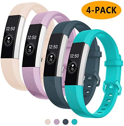 Bands Compatible with Fitbit Alta/Alta HR for Women and Men(4 Pack), Classic Soft Silicone Sport Strap Replacement Wristband for Fitbit Alta/Alta HR/Fitbit,Small Large