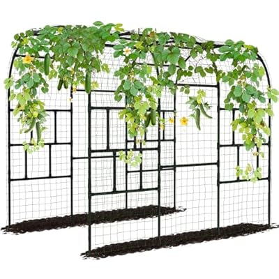 UrGROWA Outdoor Garden Arch Trellis, 87" H Large Garden Trellis for Climbing Plants, Metal Plant Support Trellis Archway Arbor Tunnel Large Trellis for Vegetables Plant Cucumber Trellis