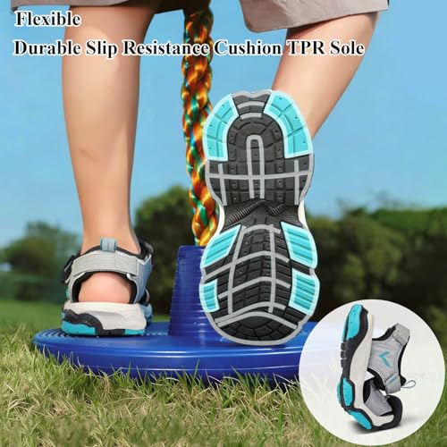 Image of JMFCHI Boys Girls Kids Closed Toe Sports Sandals Summer Water Shoes | Little /Big Kid,Comfortable lightweight,Non-slip soft sole,Hook-and-loop closure,Easy wear,Anti-collision toe,Daily casual
