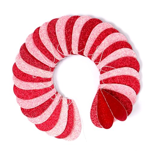 Image of Galentines Party-Decorations Valentines-Day 3D-Heart Garland - 40ft Red Pink Streamers Paper Banner, Proposal Anniversary Romantic Birthday Baby Shower Rustic Wedding Hanging Ornaments Decor Hugfond