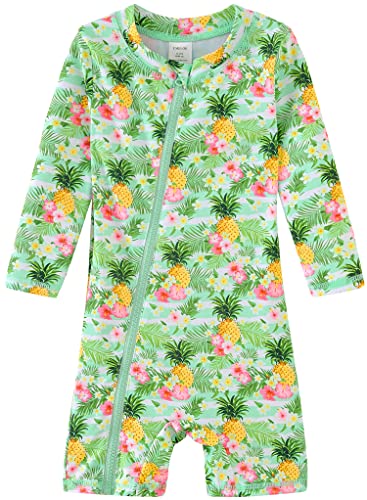 Image of UMELOK Baby Girls' One Piece Swimsuit Full Zip UPF 50+ Sun Protection Swimwear Rash Guard Swim Suit