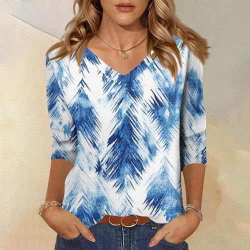 HTHLVMD Womens 3/4 Length Sleeve Tunic Tops Summer Fall Outfits 2025 Three Quarter Sleeve Casual V Neck T Shirts for Women