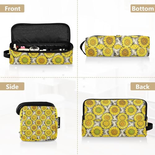 Bolsa de viaje para herramientas de cabello para mujer con tapete resistente al calor grande para planchas de pelo, rizadores, secadores, diseño retro con girasoles, bolsa de almacenamiento esencial para mujeres miniatura 5