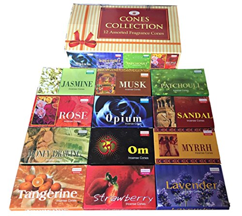 Darshan Incense Cone Collection - Assorted Fragrances - 12 Boxes of Incense Cones, 120 Cones Total