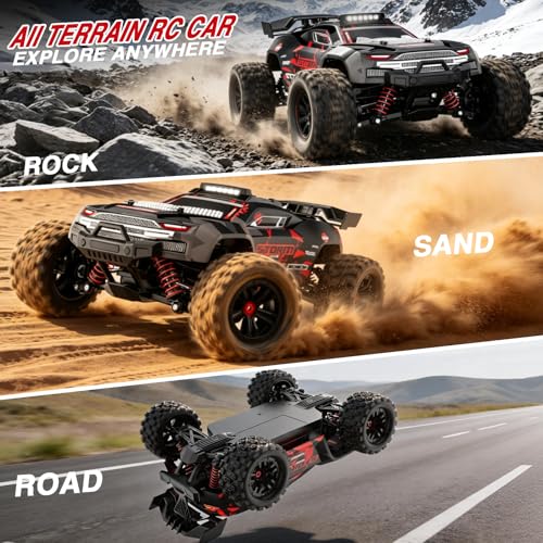 Image of KGF 1:18 Scale All Terrain RC Cars for Adults,High Speed Remote Control Car | Fast RC Cars for Boys Age 8-1,2.4GHz 4WD Off Road Monster Truck, 4X4 Fast Drift Wheel RC Truck with 2 Rechargeable Batteries