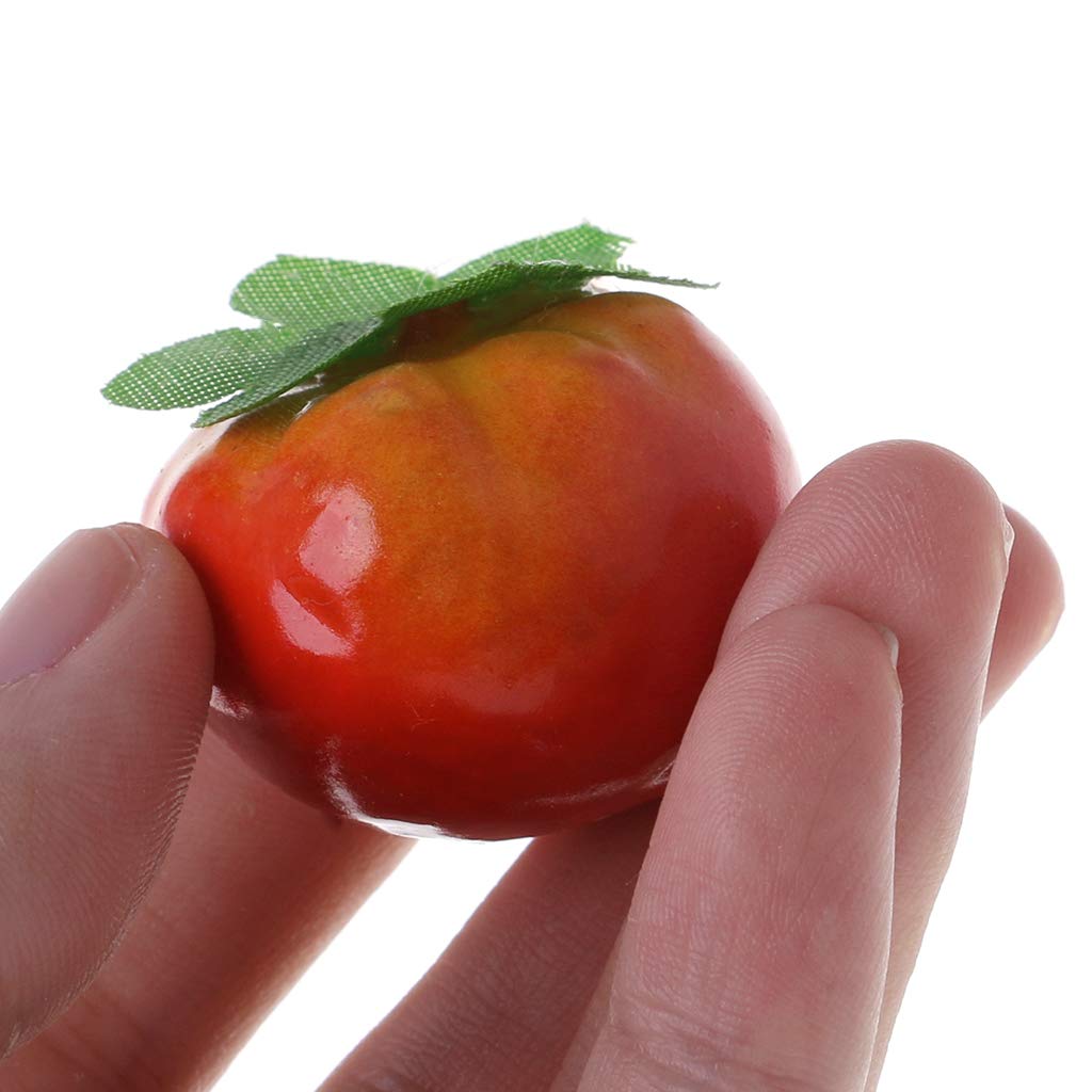 QUQUTWO 20pcs Lifelike Simulation Artificial Tomato Plastic Fake Fruit Home Party Decor Red+Green