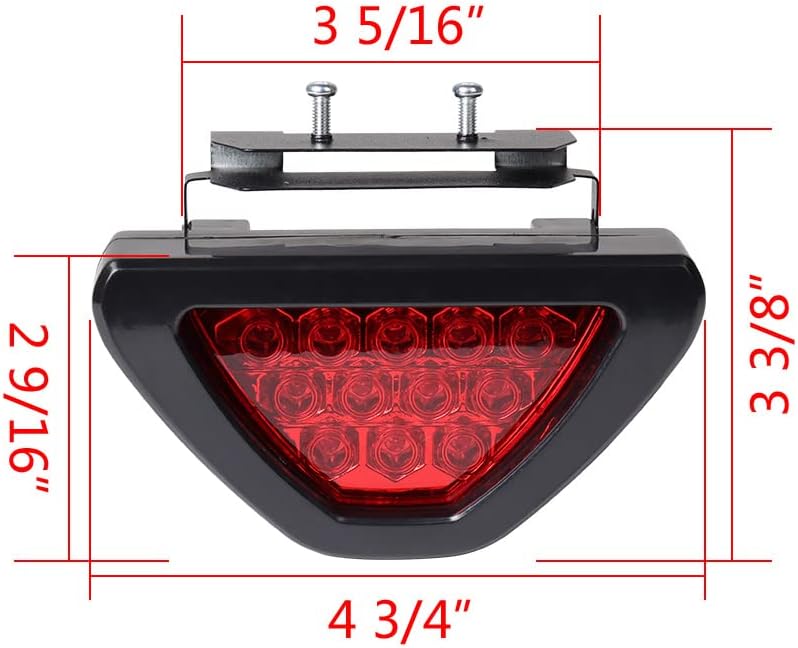 Astra Depot Universal 12V High Power F1 Style Red 12 LED Add-on 3/8" 1cm Clamp High Mount 3rd Third Diffuser Taillight Lamp Rear Brake Stop Light Red Lens for Car SUV Truck
