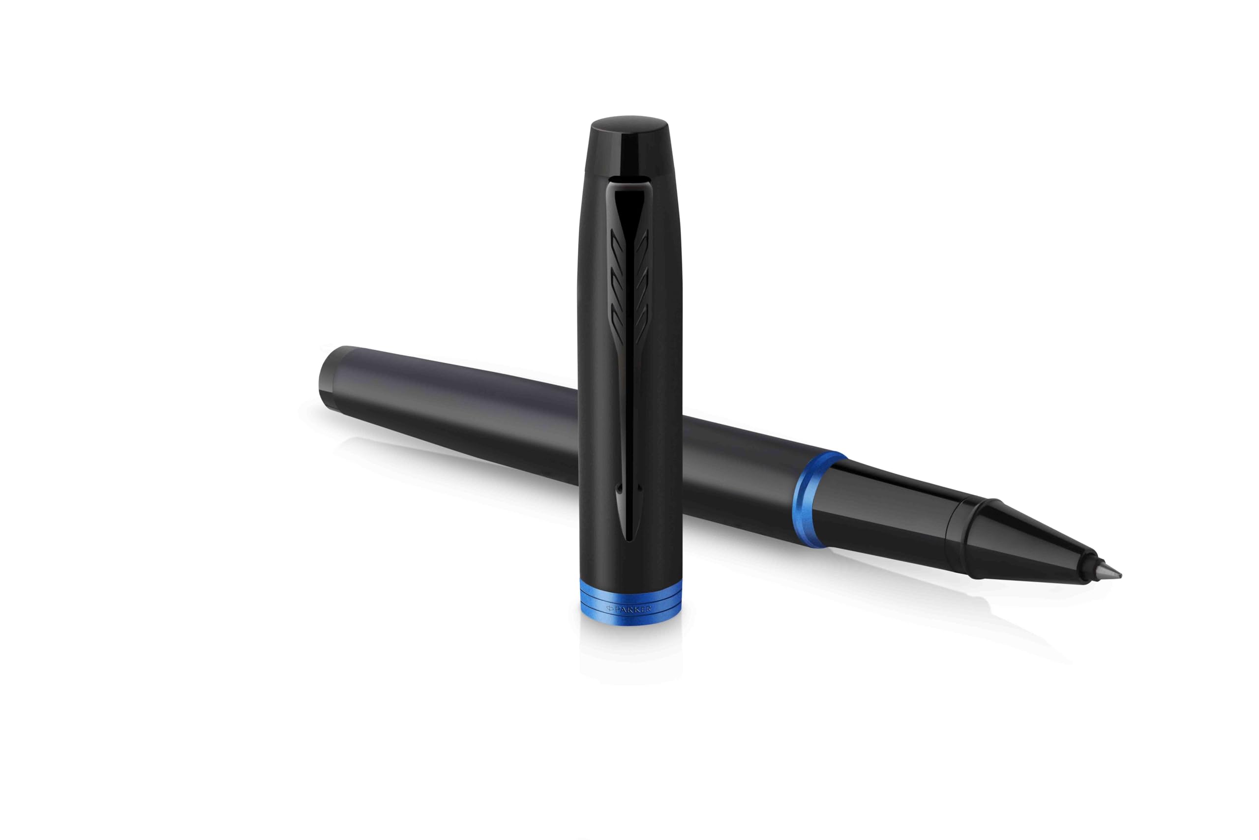 PARKER IM Professionals Vibrant Rings Set penna roller e penna a sfera con incisione, penna premium | confezione regalo | nome | inciso | anniversario | compleanno (blu PVD)