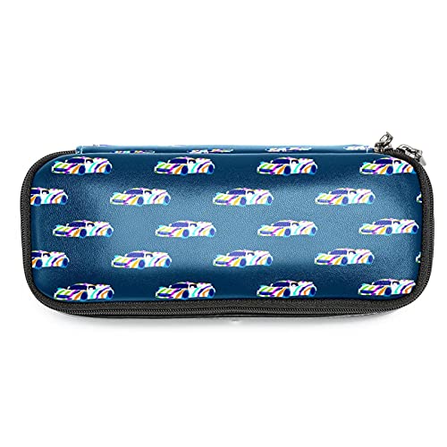 Estuche organizador de gran capacidad, estuche de cuero para estudiantes, doble cremallera, estuche para lápices, acuarela colorida abstracta, Multicolor 3, 19x7.5x3.8cm/7.5x3x1.5in, Organizador de