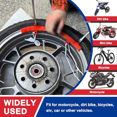 Image of 12.2 inch Dirt Bike Steel Tire Spoons Tool Set for Lawnmower Motorcycle Bicycle ATV Mini Bike Garden Tractor Tires 26pcs Tire Changer Tool with Tire Spoons Rim Protector Valve Stems Cap Cores Red