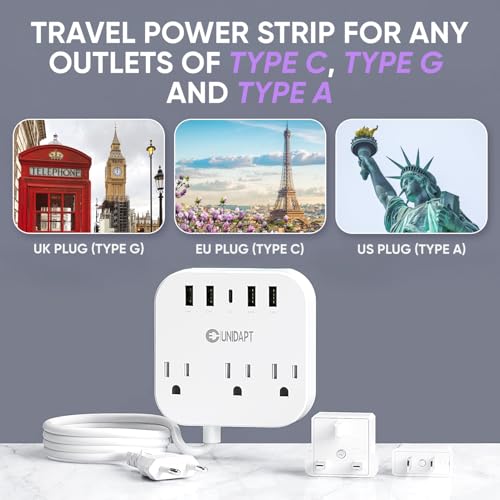 Multitoma Unidapt WSS-603 Extensión 3 tomas Blanca con 4 puertos USB y 1 USB-C miniatura 5