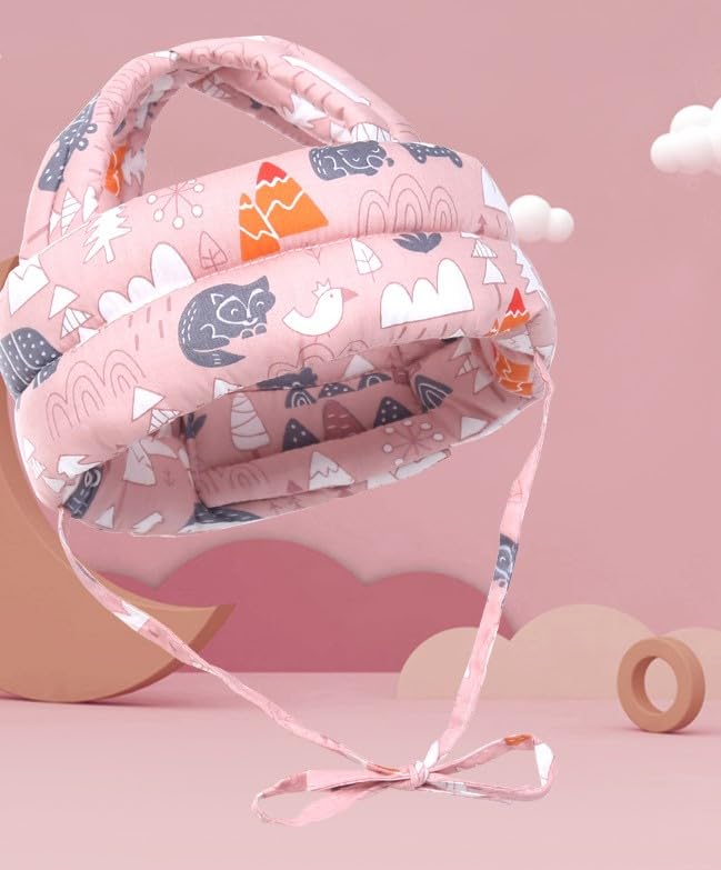 Generic Casco Protector de cabeza para bebé y rodillera para niños que gatean Color Rosado o gris, Casco Anti golpes, ayuda de rodillas, Protector de cabeza de bebé para gatear., Small, CAS002