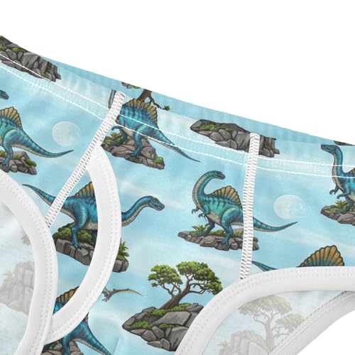 CHIFIGNO Boy Cotton Underwear Soft Briefs Printed Brief Underwear for Kids Boys, Blue Dinosaurs4