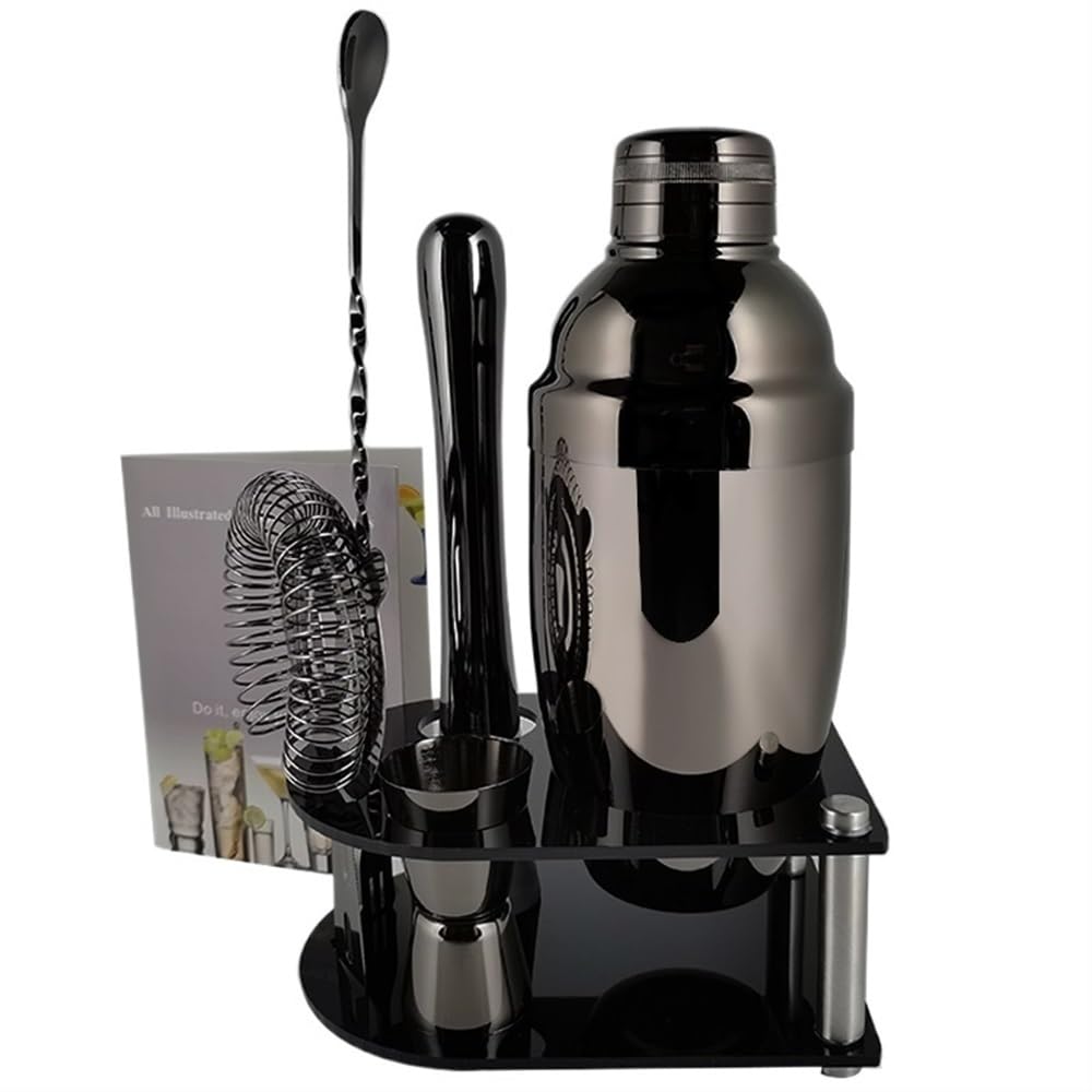 Coctelera de 5 a 7 Piezas, coctelera Estilo Boston for Fiesta, Bar, colador de Vino, Herramienta de Cuchara(7P B 550ML Stand)
