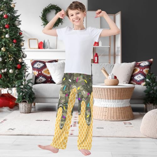 Boy's Pants Navy Ice Cream Jogger Pants Elastic Waist Long Bottoms Trousers with Pockets 6-14 Years2