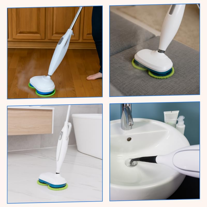 VENTEO - Balai Vapeur Rotatif Double Tête | Nettoyeur Vapeur Haute Température | Balai Serpillière Microfibre pour Sol Carrelage Parquet | Nettoyage Désinfection Décolle Saletés Tenaces Sans Effort
