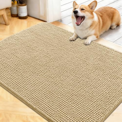 Image of OLANLY Dog Door Mat for Muddy Paws 40x32, Absorbent Chenille Mud Doormat