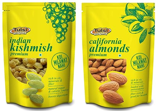Image of Tulsi Almonds, 500g and Tulsi Kishmish, Indian, 500g