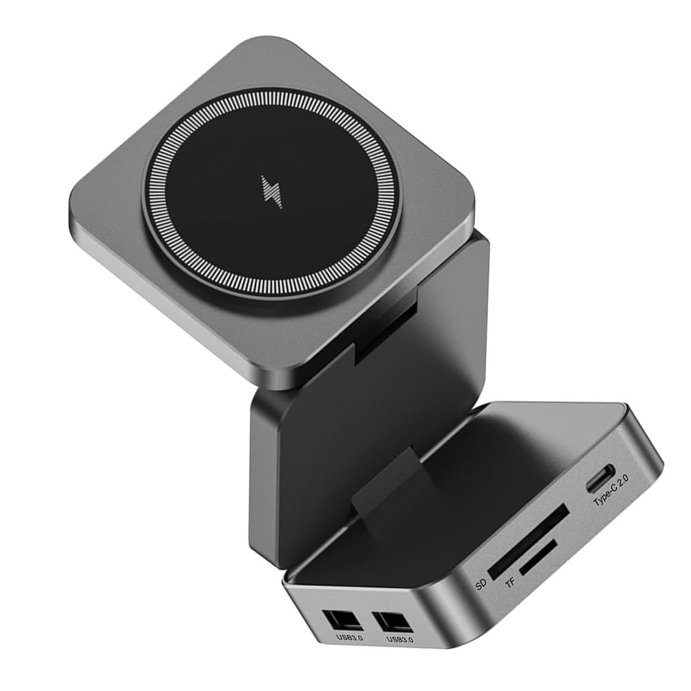 10 in 1 Docking Station in Lega di Alluminio con Ventosa Magnetica Hub di Ricarica Rapida Wireless Hub USB per Computer Esterno