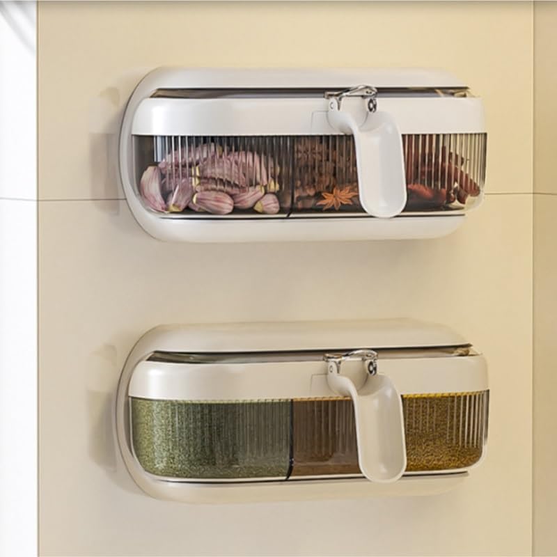 Wall Mounted Holeless Home Use Seasoning Box for Kitchen Multi Functional Sauce Container