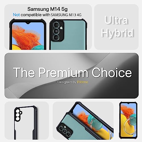 Image of Pikkme Samsung Galaxy M14 5G Back Cover | Crystal Clear Transparent Back | Ultra Hyrbid | Full Camera Protection | Raised Edge | Bumper Back Case (Thermoplastic Polyurethane, Black)