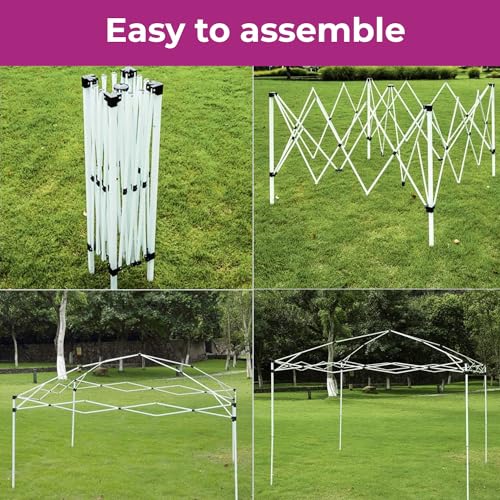 Neo 3m x 3m Waterproof Pop Up Outdoor Canopy Folding Garden Gazebo Party Tent With Sides Easy One Person Setup Instant Patio Hot Tub Beach Picnic (White) - Image 5