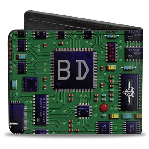 Buckle-Down Men's PU Bifold Wallet-Circuit Board, Multicolor, 4.0" x 3.5"2