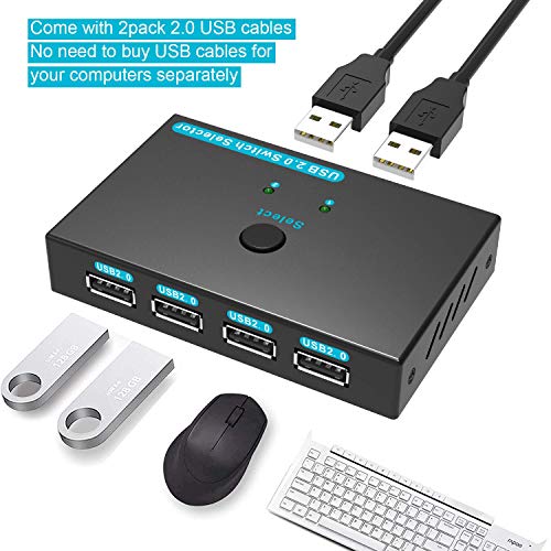 USB-Switch SGEYR 4 Ports USB 2.0 2 In 4 Out Umschalter