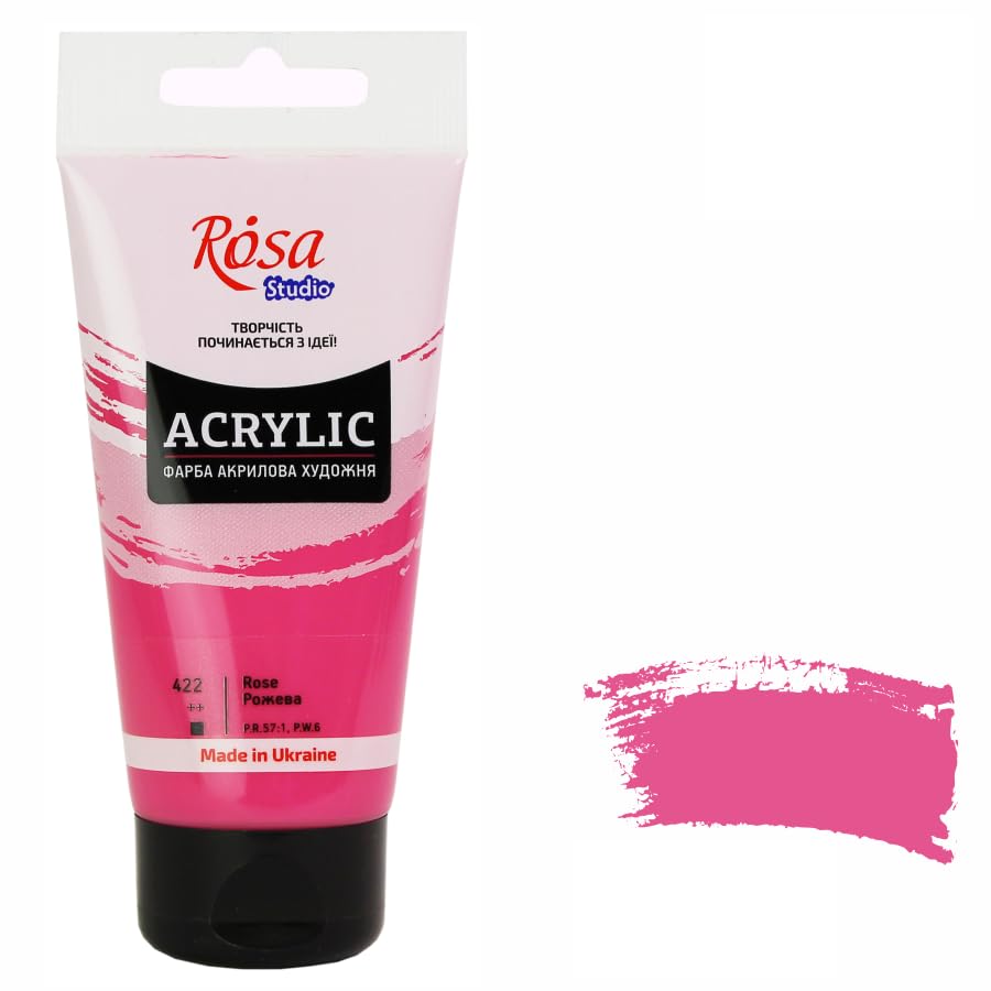 Acrylic Paint for Student and Beginner (75 ml / 2,54 fl.oz) Tubes, Art Craft Paints for Canvas, Rock, Stone, Wood, Fabric, Art Supplies. Watercolor Paint, Made in Ukraine. (422 Rose)
