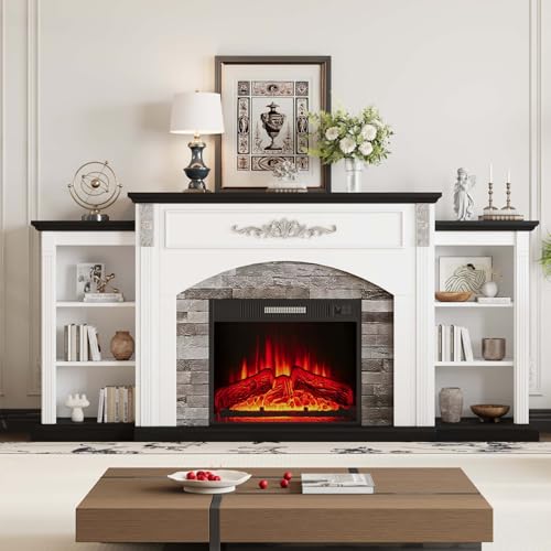 BLANKSPACE 72" Electric Fireplace TV Stand with Storage, Black &