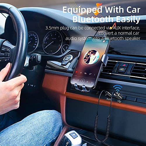 Adattatore Bluetooth Aux, ricevitore wireless Bluetooth v5.0 da USB a jack da 3,5 mm, ingresso AUX per chiamate in vivavoce, Plug & Play, accensione automatica per altoparlanti auto, audio domestico